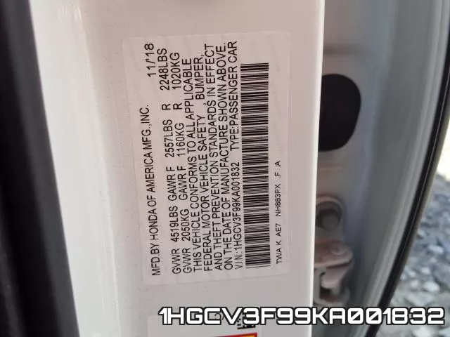 1HGCV3F99KA001832 фото 2