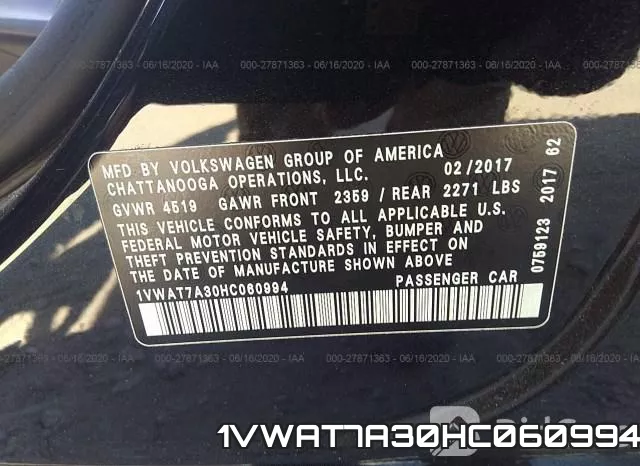 1VWAT7A30HC060994 фото 10