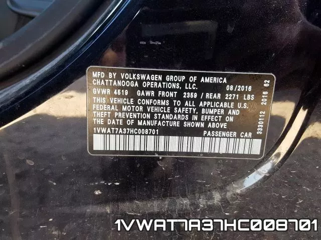 1VWAT7A37HC008701 фото 2