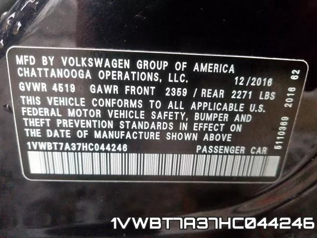 1VWBT7A37HC044246 фото 2