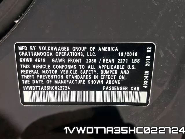 1VWDT7A35HC022724 фото 2