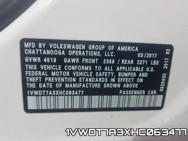 1VWDT7A3XHC063477 фото 2