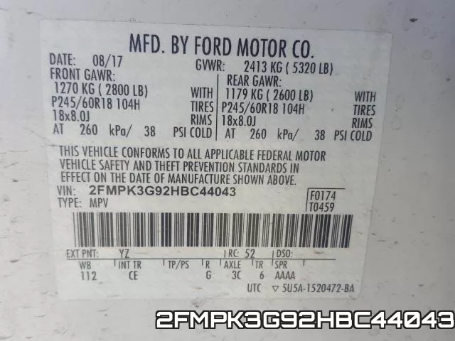 2FMPK3G92HBC44043 фото 2