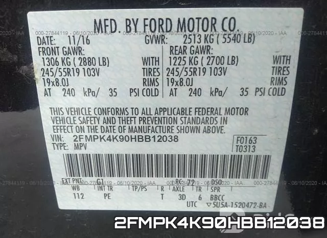 2FMPK4K90HBB12038 фото 10