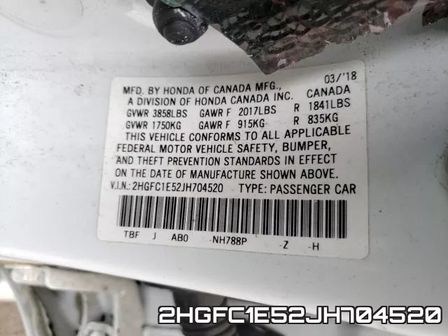 2HGFC1E52JH704520 фото 2