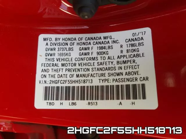 2HGFC2F55HH518713 фото 2