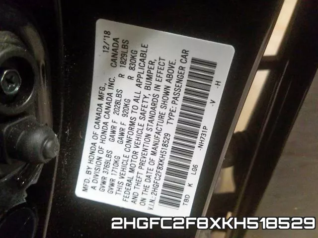 2HGFC2F8XKH518529 фото 2