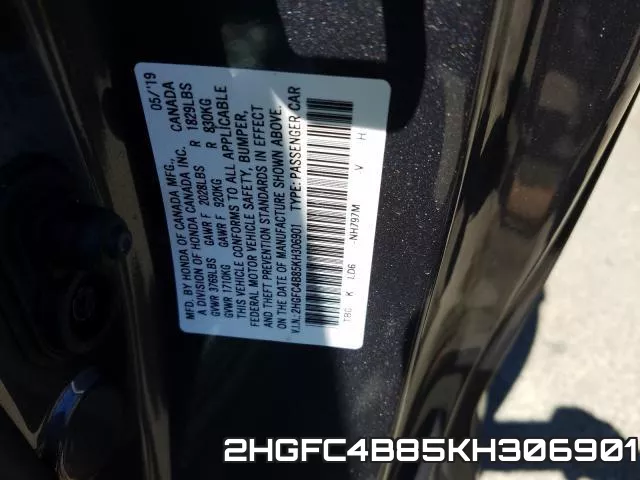 2HGFC4B85KH306901 фото 2