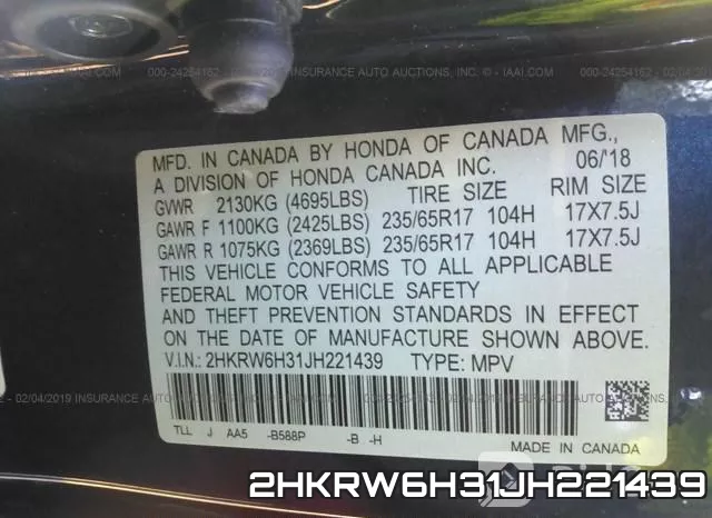 2HKRW6H31JH221439 фото 10