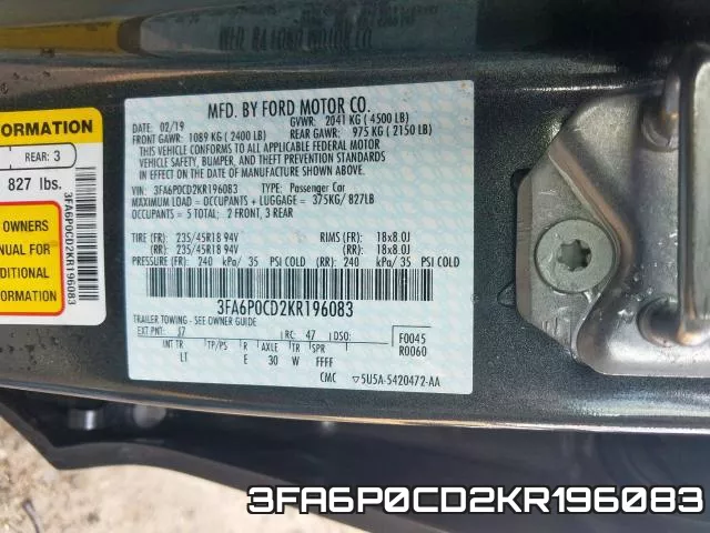 3FA6P0CD2KR196083 фото 2