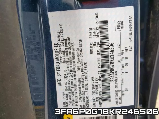 3FA6P0G78KR246506 фото 2