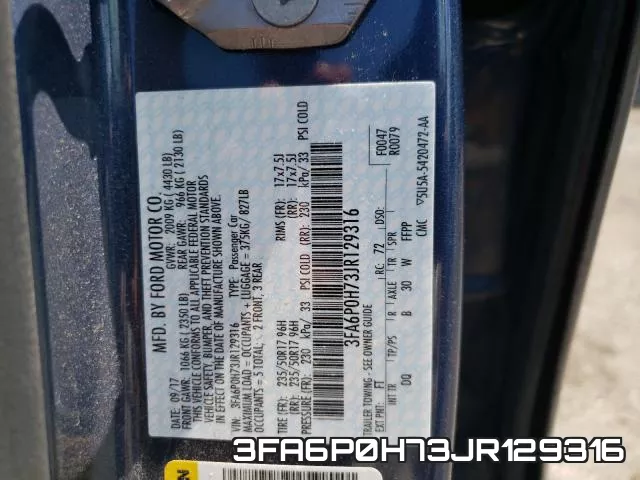3FA6P0H73JR129316 фото 2