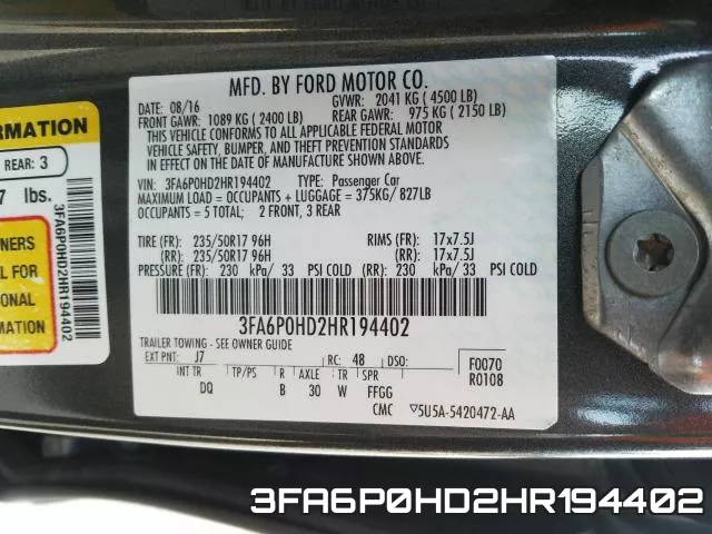 3FA6P0HD2HR194402 фото 2