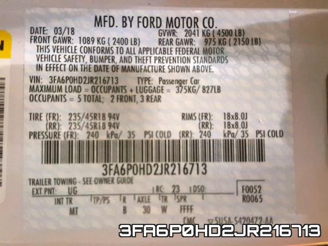 3FA6P0HD2JR216713 фото 2