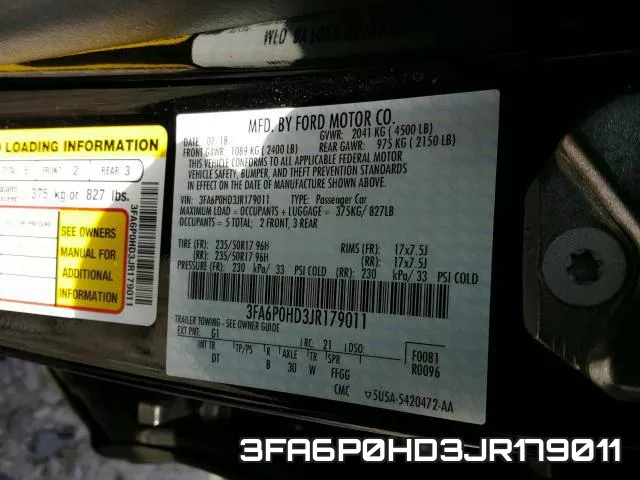 3FA6P0HD3JR179011 фото 2