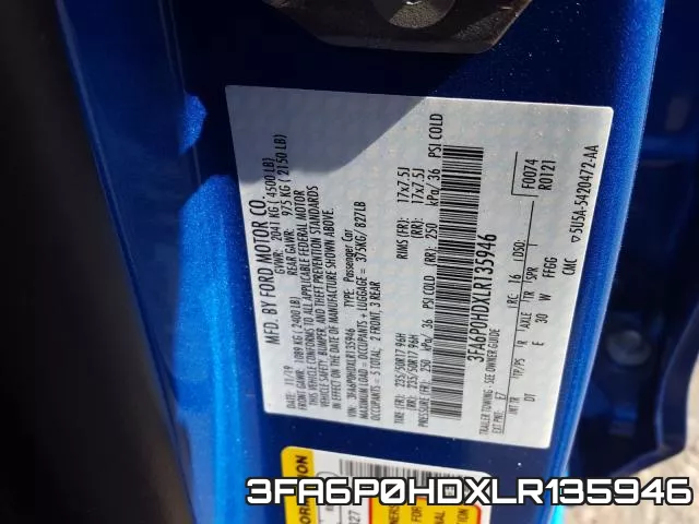 3FA6P0HDXLR135946 фото 2