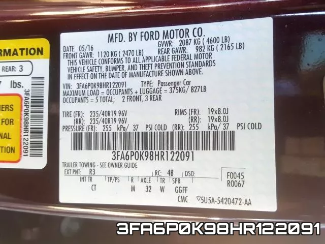3FA6P0K98HR122091 фото 2