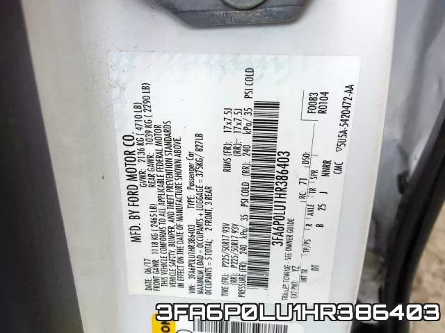 3FA6P0LU1HR386403 фото 2
