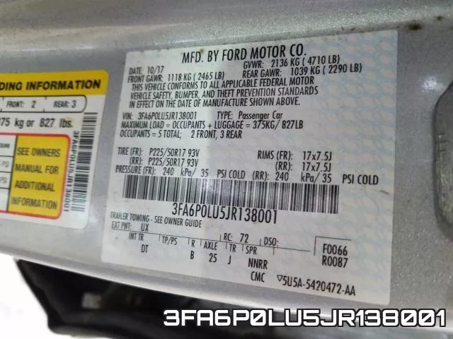 3FA6P0LU5JR138001 фото 2