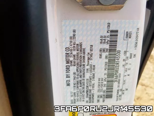 3FA6P0RU2JR145530 фото 2