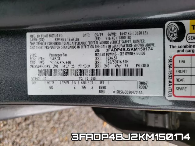 3FADP4BJ2KM150174 фото 2