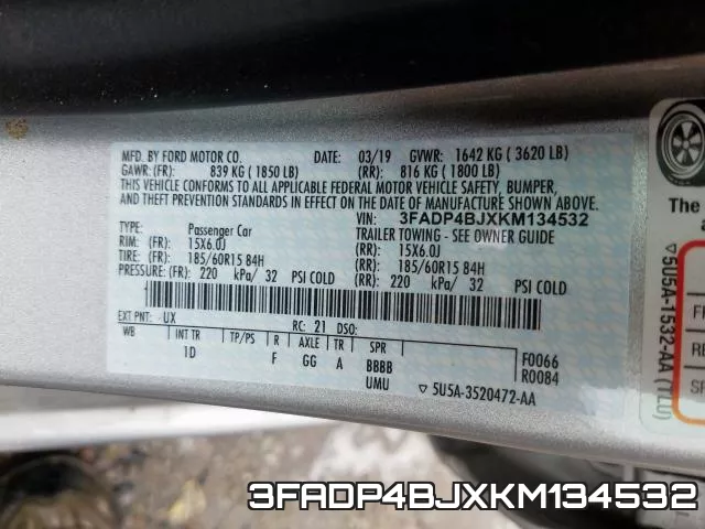 3FADP4BJXKM134532 фото 2