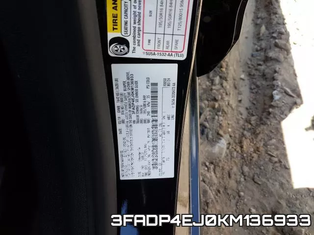 3FADP4EJ0KM136933 фото 2
