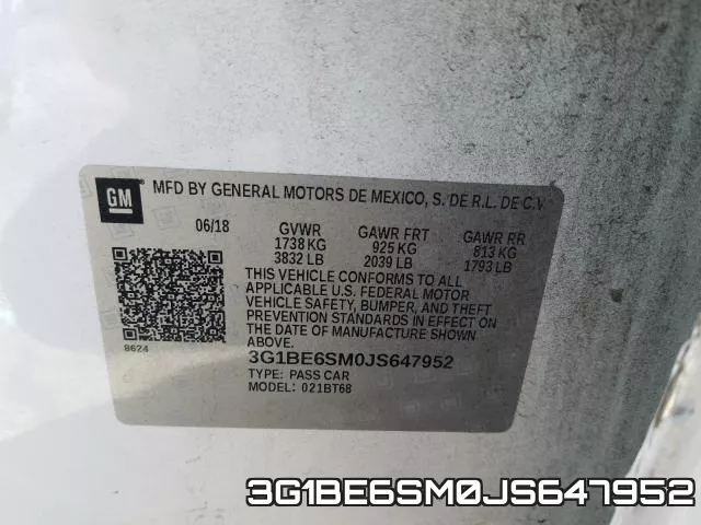 3G1BE6SM0JS647952 фото 2