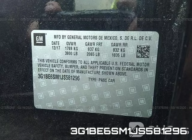 3G1BE6SM1JS581296 фото 10