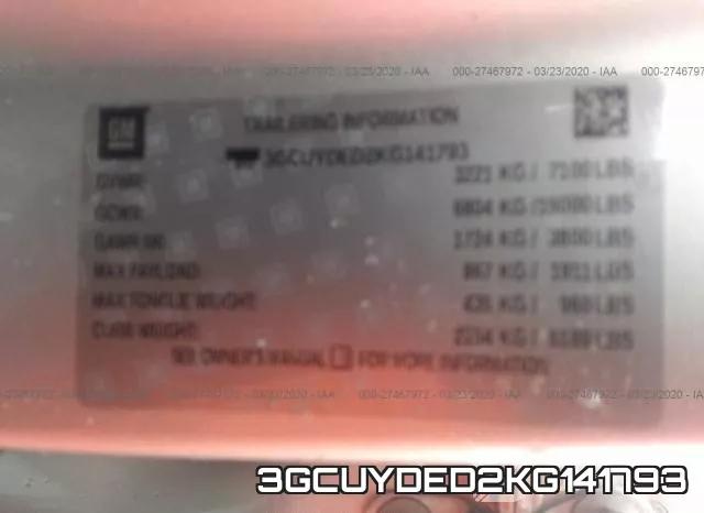 3GCUYDED2KG141793 фото 10