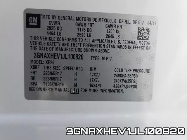 3GNAXHEV1JL100820 фото 2
