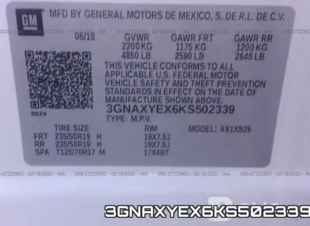 3GNAXYEX6KS502339 фото 10