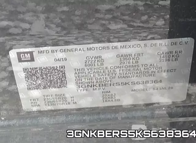 3GNKBERS5KS638364 фото 9