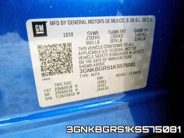 3GNKBGRS1KS575081 фото 2