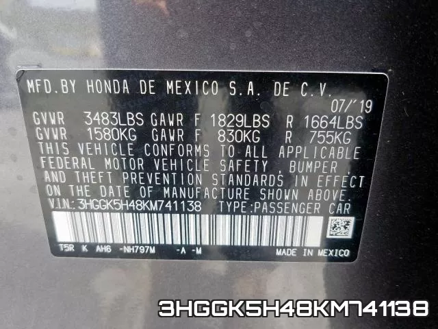 3HGGK5H48KM741138 фото 2