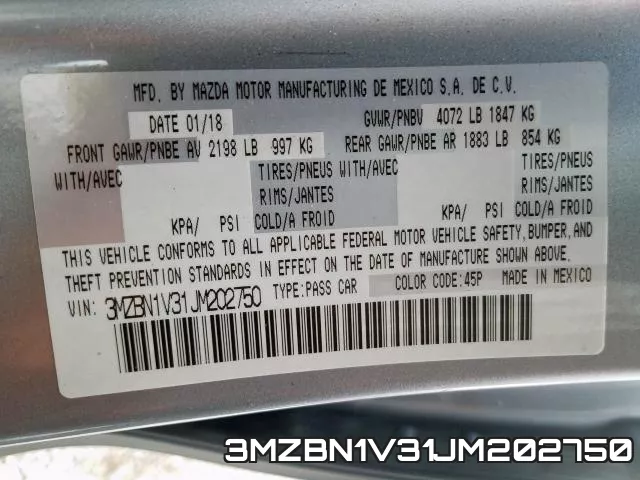 3MZBN1V31JM202750 фото 2