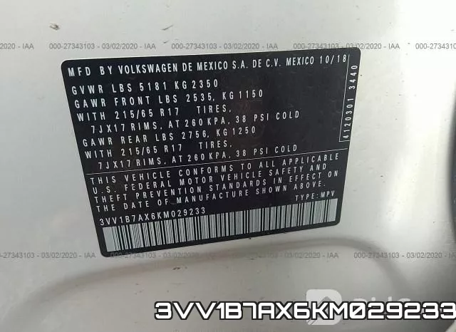 3VV1B7AX6KM029233 фото 10