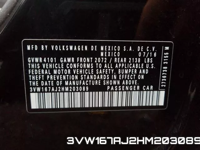 3VW167AJ2HM203089 фото 2
