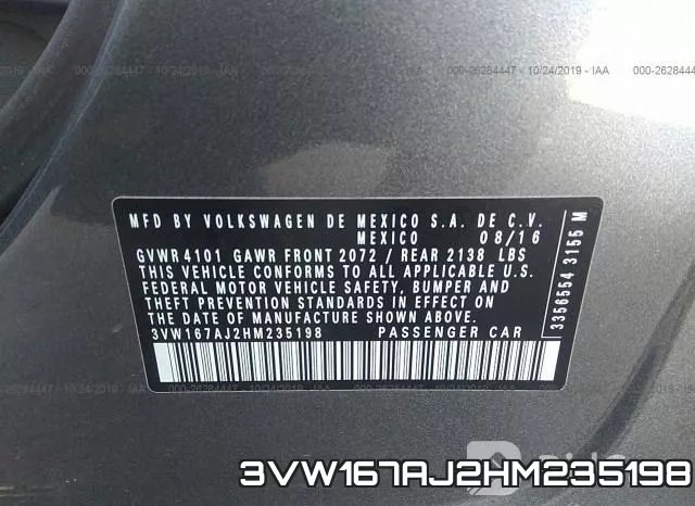 3VW167AJ2HM235198 фото 10