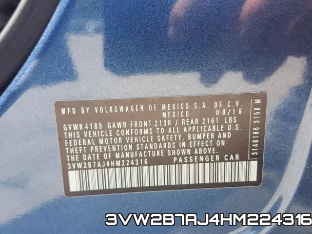 3VW2B7AJ4HM224316 фото 2