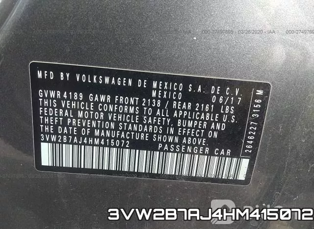 3VW2B7AJ4HM415072 фото 10