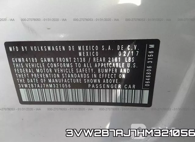 3VW2B7AJ7HM321056 фото 10