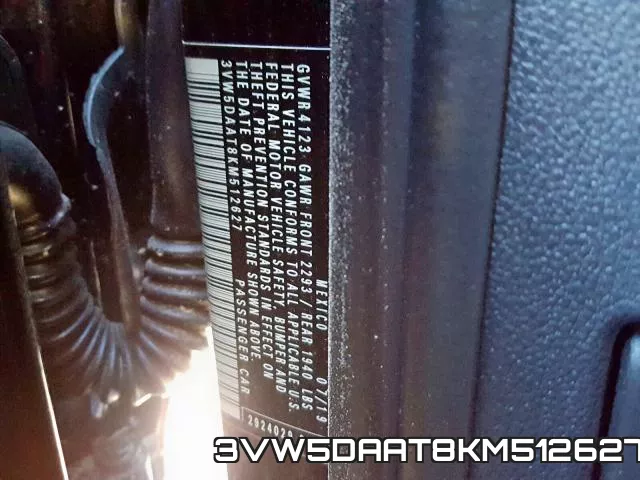 3VW5DAAT8KM512627 фото 2
