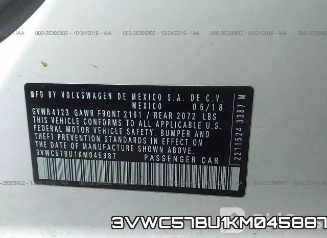 3VWC57BU1KM045887 фото 10