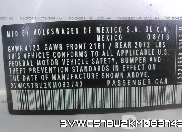 3VWC57BU2KM083743 фото 10