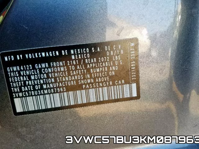 3VWC57BU3KM087963 фото 2