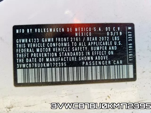 3VWCB7BU0KM172395 фото 2