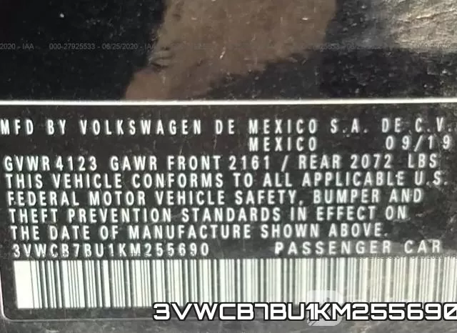 3VWCB7BU1KM255690 фото 10
