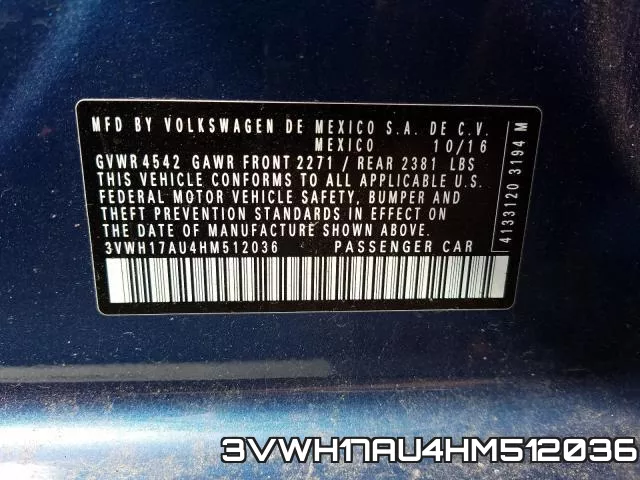3VWH17AU4HM512036 фото 2