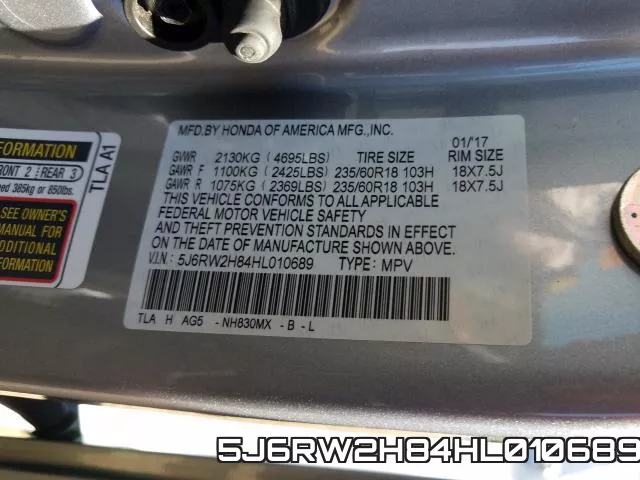 5J6RW2H84HL010689 фото 2